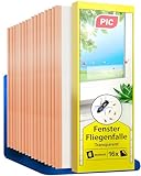 PIC Fenster-Fliegenfalle Innenbereich 16 Stück – Fliegenfänger Klebestreifen, Fliegenfalle Klebefalle - Giftfreie, Geruchlose Fliegen Fallen zum Fangen von Fliegen und Fruchtfliegen, Fly Trap