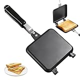 GOEDCH Doppelseitige Bratpfanne: Antihaftbeschichtung Sandwich Panini Maker, Aluminium Sandwichmaker Camping mit Hitzebeständigem Griff, Mini Tragbar Camping Toaster für Frühstück, Camping