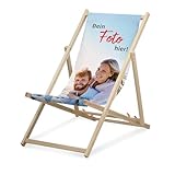 Personalisierbarer Liegestuhl - Fotoupload für Ihren eigenen Klappstuhl - robust und langlebig aus Buchenholz - perfekt für Strand, Garten, Camping, Ihr Geschäft und Veranstaltungen - Textilbezug