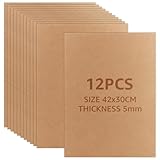 JMIATRY 12 Stück MDF Holzplatten zum Basteln, 42x30CM MDF Platten, 5mm Mittlere Dichte Fiberboard Holz Blatt für Laser, Laubsäge, CNC Router, Modellierung