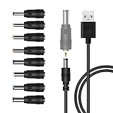 USB auf DC Stecker Kabel, LANMU 8 in 1 USB A auf Hohlstecker Ladekabel Netzkabel Stromkabel Adapterkabel mit 8 Stecker für Router, Raiserapparat, TV Box, Philips Hue Hub (1m, schwarz)