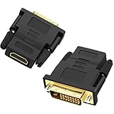 JeoPoom DVI auf HDMI Adapter[2 Stück], DVI(24+1) zu HDMI Adapter, DVI-Stecker auf HDMI-Buchse Konverter, Unterstützt 1080P für TV-Box, Projektor, usw