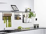 LINERO MosaiQ Starterset MAXI Küchen-Reling-Set Wand-Montage | Relingsystem titan-grau | MADE IN GERMANY | 1 Küchenleisten-Set mit 2 Profilleisten 600 mm inkl. Papierrollenhalter, Universalablage uvm.