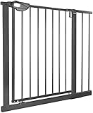 Aufun Treppenschutzgitter Türschutzgitter Kinder ohne Bohren, Türgitter mit Druckbefestigung, selbstschließend, erweiterbar mit separater Verlängerung, 85-95 cm breit, Metall Gitter (Schwarz)