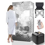 Dampfsauna 3L, Mini Sauna Outdoor Dampfdusche Sauna für Zuhause, Mobile Sauna mit Dampfmaschine, Dampfsauna für Gartensauna, Sauna Zubehör Set mit Saunastuhl, Fernbedienung, Saunazelt 180x80x80cm