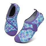 SAGUARO Badeschuhe Kinder Schnelltrocknend Aquaschuhe Mädchen Wasserschuhe Jungen Schwimmschuhe rutschfest Schwimmbad Strand Lila Gr.34/35 EU