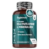 Multivitamin Tabletten - 400 Vegane Stück mit 27 Vitaminen & Mineralien - Vitamin A bis Z - Immunsystem, Energie & Stoffwechsel (EFSA) - Nahrungsergänzungsmittel für Frauen & Männer - Von WeightWorld