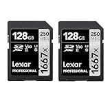 Lexar Professional 1667x SD Karte 128GB 2er-Pack, Speicherkarte SDXC UHS-II, Bis zu 250 MB/s Lesen, Class 10, U3, V60, SD für Professionelle Fotografen, Videofilmer, Enthusiasten (LSD1667128G-B2NAA)