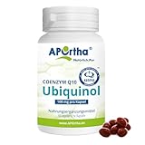 APOrtha Kaneka Ubiquinol Coenzym Q10 100 mg 60 vegetarische Kapseln, CoQ10 Kapseln hochdosiert 100mg, Hohe Bioverfügbarkeit durch bioaktives Ubiquinol, 2-fach Patentierter Rohstoff