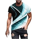 T Shirts für Herren im Sale lässige Kurzarm Oberteile Rundhalsausschnitt 3D bedruckter Pullover T Shirt Blusen schmale Passform Workout Fitness Sportbekleidung Strand Urlaub Sommer Tops