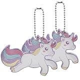 Einhorn Reflektor Anhänger, 2 PCS Schlüsselanhänger, Kinder Sicherheits Reflektor Anhänger für Puppensitze Rucksack Handtasche Gehen Laufen Accessoire Mitgebsel Geschenke