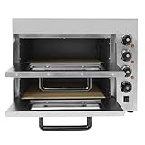 KANBCNG Doppelter Pizza-Ofen, Edelstahl-Ofen, einstufig 20L, mit eingebauter Beleuchtung, Timer, Temperaturregelung 50-350°C in verschiedenen Stufen, geeignet zum Backen von Pizza, Brot, etc.