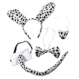 Homoyoyo Leichtes Stoff Hundekostüm Stirnband mit Dalmatiner Ohren Fliege und Falscher Nase für Fasching Halloween Tierparty Cosplay Zubehör für Damen Mädchen