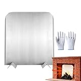 Kaminrückwand, Wärmepaneel Für Den Winter, Edelstahl Reflektorplatte und Feuerraumnische für Kamin, Geeignet Für Esszimmer Wohnzimmer Arbeitszimmer Café Wohnung Sowie Ferienhaus