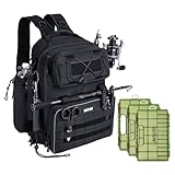 Goture Angelrucksack mit 3 Köderbox Angeln, Angelzubehör-Rucksack mit Rutenhalter, Tasche für Salzwasser- und Süßwasserfischen Angeltasche