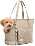 pecute Hundetasche für Kleine Hunde 4kg, Tragetasche Hund Hundetragetasche Leichte, Faltbare Hundetransportbox, Katzen Transporttasche für Unterwegs (Khaki)