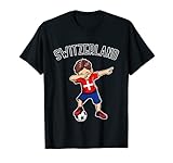 Dabbing Fußball Junge mit Schweiz Trikot Switzerland Kinder T-Shirt