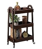 Rollwagen aus Holz mit 3 Ebenen, Allzweckwagen aus Holz mit Rädern, Mehrzweck-Rollwagen, Aufbewahrungswagen, Organizer, rollender Küchenwagen, Servierwagen für Büro, Küche, Kinderzimmer (Walnussfarbe)