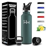 Mulbijeo Trinkflasche Kinder 500ML, BPA-Frei, Thermobecher mit Strohhalm, Auslaufsichere Isolierflasche Doppelwandig, Wasserflasche Edelstahl, Thermosflasche für Schule, Reisen, Joggen