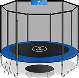 KESSER® - Trampolin Ø 427 cm | TÜV SÜD GS Zertifiziert | Komplettset mit Sicherheitsnetz, Leiter, Randabdeckung & Zubehör | Kindertrampolin Gartentrampolin Belastbarkeit 150 kg