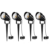 Gartenstrahler 10W 1000LM Außenspießbeleuchtung LED Rasenbeleuchtung IP66 Wasserdicht Spotlicht Netzteil LED Gartenleuchten Dekorative Beleuchtung für Terrasse Gartenweg Warmweiß 4er Pack (10W-4)