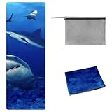 Eslifey Yoga-Handtuch, Sharks, rutschfest, schweißabsorbierend, Hot Yogamatte, Handtuch für Hot Yoga, Pilates und Fitness, 185 x 68 cm