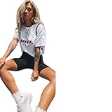 Crepundia Fahrrad Hosen Herren,Radunterhose Sommer-Frauen Radhose Stretch Plain Funsport Fitness Damen-elastische Taillen-elastische Schwarze dünne Shorts(XL)