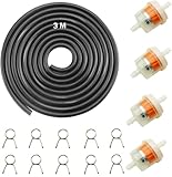 Benzinfilter, Benzinfilter Rasenmäher, Benzinfilter Rasentraktor, Benzinfilter mit 3M Kraftstofffilterschlauch 10 Schlauchschellen, Benzinfilter für motorrad, Rasenmäher, Rasentraktor, Moped