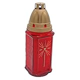 Grabkerze im Glashalter mit winddichter Kappe, 72 Stunden Brenndauer 0966 (Kerze mit Halter 0966)