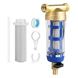 SWAWIS Wiederverwendbare Ausspülbarer Feinfilter, Spin-Down-Sediment-Wasserfilter mit Ersatzfiltereinsatz, Wasserfilter Gartenschlauch, Wasserhahn Wasserfilter Wasser(3/4'')
