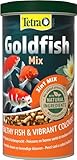 Tetra Pond Goldfish 3in1 Mix - Fischfutter-Mischung aus Flocken, Sticks und Gammarus für alle Goldfische und Kaltwasserfische im Teich, 1 L Dose