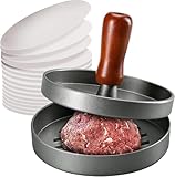 Burgerpresse mit Patty Papers – antihaftbeschichtete Hamburgerform | inklusive Patty-Papier | einfach zu bedienen und zu reinigen | für Zuhause/Grillen/Hinterhof-Grillen | Braun
