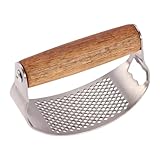 Knoblauchpresse, Knoblauchwippe aus Metall, Knoblauch-Wippe, Knoblauch-Zerkleinerer aus Edelstahl, innovativer Knoblauchzerkleinerer mit Flaschenöffner für Knoblauchflaschendeckel