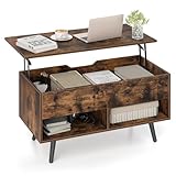 LIFEZEAL Couchtisch, Wohnzimmertisch mit Stauraum & Fach, Sofatisch Kaffeetisch ausziehbar mit Beinen aus Kiefer, 80 x 40 x 44,5-58 cm (Braun)