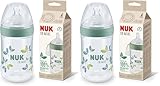 NUK for Nature Babyflaschen | mittelgroßer Trinksauger | 260 ml | Der Mutterbrust nachempfundener Anti-Colic Trinksauger (Silikon) | Temperature Control | Nachhaltige Materialien | Grün
