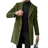 Generisch Mantel Herren Trenchcoat Herren Lang Casual Slim Fit Wollmantel Lange Jacke Einreihig Wintermantel Kerbkragen Winter Jacke Übergangsjacke Warme Oberbekleidung Business Herrenmantel