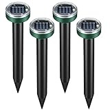 KEEPAQ Solar Maulwurfschreck, Maulwurf Vertreiber, Solar Tiervertreiber Wühlmausschreck, Ultraschall Tierabwehrgerät für Maulwurf Gopher Schlangen Wühlmaus und andere Schädlinge(4 Pack)