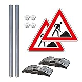 TMS PRO SHOP BIGPACK 2 x Schilder-Set 'Achtung Baustelle', mit Verkehrszeichen Nr. 123, Art.-Nr. 608867