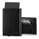 AISIR Wallet, Geldbörse Herren, Mini Geldbeutel Herren und Damen mit RFID, 8 Fächer für Kreditkarten, Slim Wallet mit Münzfach, kreditkartenetui (Schwarz)