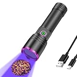 XLENTGEN 20 W 365 nm UV-Taschenlampe, wiederaufladbar, Schwarzlicht-Ultraviolett-Taschenlampe, Haustier-Urin-Detektor für Harz-Aushärtung, Angeln, Trockenkleber, Mineralien, Ringwurm, Mineralien