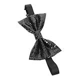 Veemoon Schwarze Glitzer Fliege Für Herren Anpassbare Krawatte Aus PU Für Festliche Anlässe Abschlussball Kostümzubehör Elegante Partyausstattung Für Bühnenaufführungen