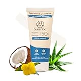 Suntribe Natürliche Mineralische Bio-Sonnencreme Sport LSF 50/100 ml, 100% Natürlich & Riffsicher, Nanofreie Mineralische UV-Filter, Sehr Wasserfest, Schweißfest - Weißer Schimmer