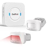 CallToU PIR Bewegungsmelder mit Durchgangsalarm Kabellose Funkalarmanlage für Einfahrtstürklingel Ladenglocke Sturzprävention und Bettalarm Ideal für Ältere Menschen (White 2-1)