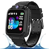 Puhiuyoi GPS Smartwatch Kinder, Smart Watch mit Telefon, IP68 wasserdichte, SOS, Voice Chat, Touchscreen, Kamera, Spiele, Wecker, Kinder Smartwatch für Jungen Mädchen 4-12 Jahre Geschenk