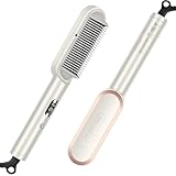 Ionen Glättbürste - PARWIN PRO BEAUTY Haarglätter Bürste - Glättungsbürste mit LED-Anzeige - Hair Straightener Brush Mit Verbrühungsschutz - 4 Temperatureinstellungen - Champagner Silber