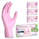 ARNOMED Einweghandschuhe Pink 100 Stück/Box, Nitrilhandschuhe M, Einmalhandschuhe, Handschuhe Einweg puderfrei, latexfreie Gummihandschuhe, Einweghandschuhe in XS, S, M & L verfügbar