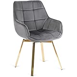 MEBEL ELITE - Esszimmer Stuhl in Velourstoff - Essstühle Grau 57 x 90 x 57 [cm] - Weicher Polsterstuhl Esszimmer - Gesteppter Wohnzimmer Stuhl - Stabile Essstühle, leicht zu reinigen