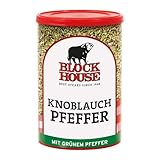 Block House Knoblauch Pfeffer, Gewürzmischung für Fleisch, Fisch und Gemüse in Restaurantqualität, 200g Dose mit Streuaufsatz