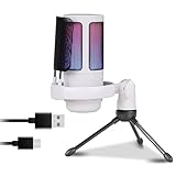 Gaming-Mikrofon, Farbbeleuchtung für PC, Streaming, Podcasting, Stummschalttaste, Kondensatormikrofon, Geräuschunterdrückung, 180 Grad einstellbares Mikrofon mit Geräuschunterdrückung