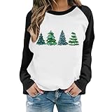 Generisch Weihnachtpullover Damen Lustige Bluse Bedrucktes Shirt Autumn Winter Langarmshirt Bequem Sweater mit Weihnachtsmotiv Pullover Weihnachtspullover Damen Schön Sweater Weihnachten Damen